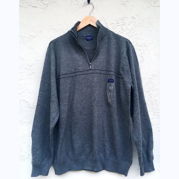 Arrow Men's Quarter-Zip Long Sleeve Sweater in Carbon Heather (M) - Picture 2 of 4